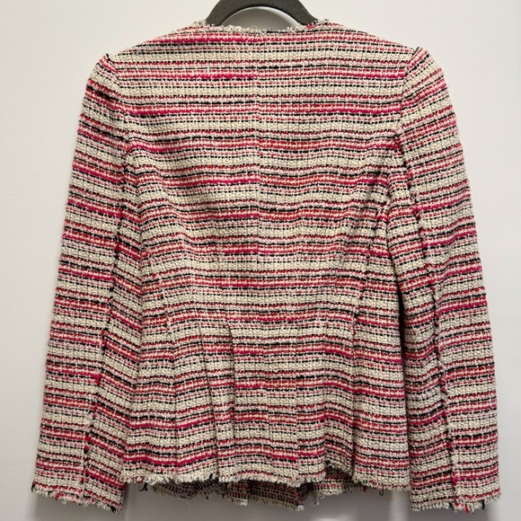 Rebecca Taylor Optic Tweed Blazer Jacket in Candy Apple Striped Multi - Picture 5 of 7
